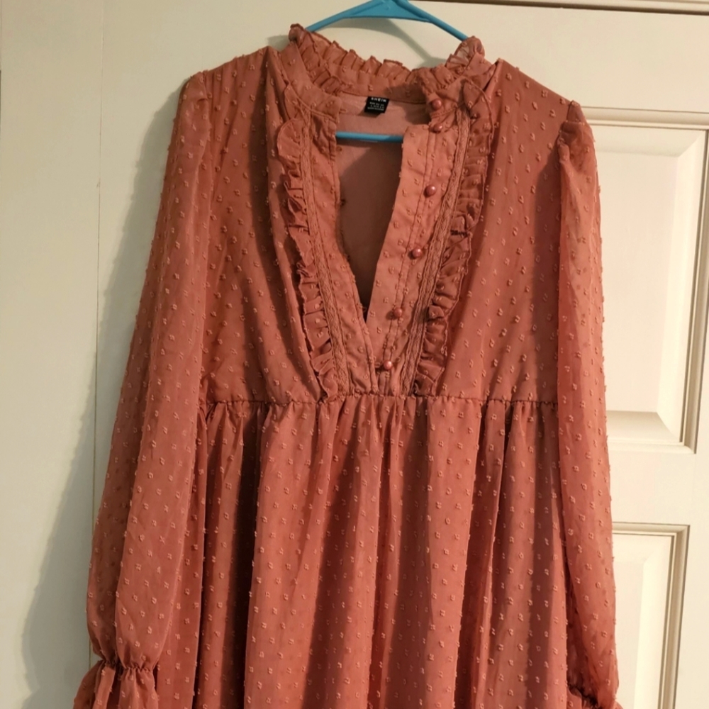 SHEIN Peach Long Sleeve Dress